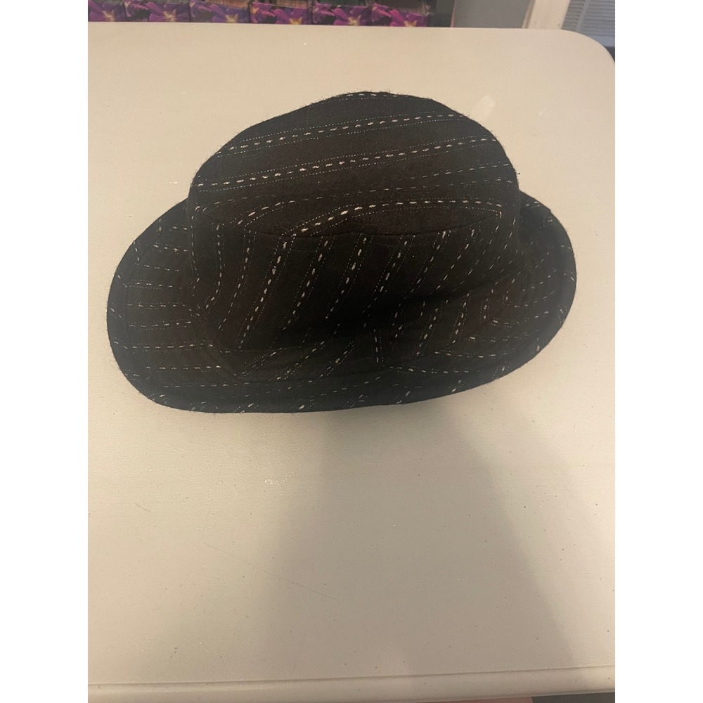 Black Pinstripe Fedora Hat Costume Dress Hat One Size